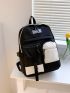 Men Two Tone Letter Patch Decor Laptop Backpack