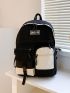 Men Two Tone Letter Patch Decor Laptop Backpack