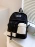 Men Two Tone Letter Patch Decor Laptop Backpack