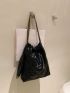 Quilted Drawstring Chain Shoulder Tote Bag With Purse