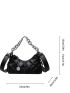 Embossed Detail Chain Hobo Bag