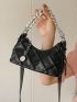 Embossed Detail Chain Hobo Bag