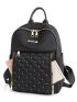 Letter & Studded Decor Quilted Functional Backpack