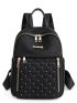 Letter & Studded Decor Quilted Functional Backpack