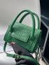 Mini Crocodile Embossed Flap Satchel Bag