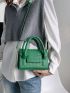 Mini Crocodile Embossed Flap Satchel Bag