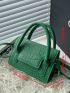 Mini Crocodile Embossed Flap Satchel Bag