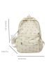 Floral Embroidered Functional Backpack With Cartoon Charm