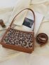 Leopard Pattern Buckle Decor Square Bag