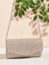 Glitter Ruched Detail Flap Square Bag