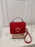 Quilted Heart Decor Flap Square Bag