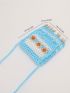 Mini Hollow Out Beaded Decor Flap Crochet Bag