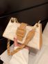 Geometric Embossed Buckle Decor Baguette Bag