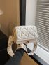 Mini Square Bag Fashionable White Quilted Flap PU For Office