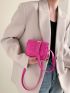 Mini Neon Pink Quilted Flap Square Bag