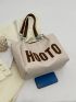 Letter Patch Decor Shoulder Tote Bag