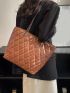 Quilted Detail Chain Shoulder Tote Bag