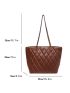 Quilted Detail Chain Shoulder Tote Bag