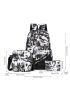 3pcs Allover Print Functional Backpack Set