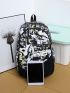 3pcs Allover Print Functional Backpack Set