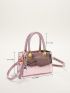 Mini Metallic Letter Graphic Weave Detail Square Bag