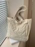 Letter Patch Decor Shoulder Tote Bag