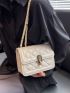 Mini Metal Lock Quilted Flap Chain Square Bag