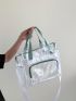 Clear Contrast Binding Shoulder Tote Bag