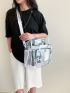 Clear Contrast Binding Shoulder Tote Bag