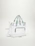 Clear Contrast Binding Shoulder Tote Bag