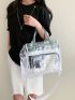 Clear Contrast Binding Shoulder Tote Bag