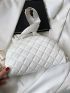 Quilted Detail Faux Pearl & Letter Decor Fanny Pack