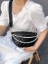 Quilted Detail Faux Pearl & Letter Decor Fanny Pack