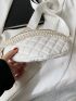 Quilted Detail Faux Pearl & Letter Decor Fanny Pack