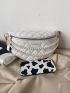 Quilted Detail Faux Pearl & Letter Decor Fanny Pack