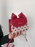 Mini Heart & Geometric Pattern Bow Decor Flap Chain Square Bag