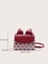 Mini Heart & Geometric Pattern Bow Decor Flap Chain Square Bag