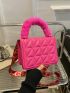 Mini Neon-pink Quilted Flap Square Bag