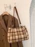 Plaid Pattern Shoulder Tote Bag