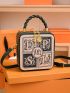 Mini Letter Embroidered Studded Decor Square Bag