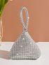 Mini Rhinestone Decor Top Handle Evening Bag, Perfect Bride Purse For Wedding, Prom & Party Events