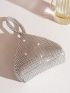 Mini Rhinestone Decor Top Handle Evening Bag, Perfect Bride Purse For Wedding, Prom & Party Events