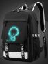 Luminous Music Villain USB Interface Multi-Functional Backpack School Bag School Bag Casual Backpack Strap Random