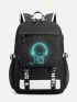 Luminous Music Villain USB Interface Multi-Functional Backpack School Bag School Bag Casual Backpack Strap Random