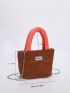 Letter Label Detail Chain Satchel Bag