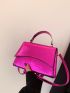 Neon Pink Snakeskin Embossed Flap Square Bag