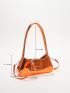 Neon Orange Letter Graphic Baguette Bag