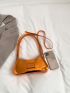 Neon Orange Letter Graphic Baguette Bag