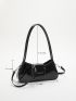 Minimalist Buckle Decor Baguette Bag