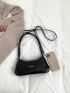 Minimalist Buckle Decor Baguette Bag